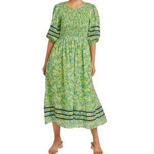 ALESSANDRA NWT Cameo Dress Delilah Meadow Puff 3/4 Sleeve Smocked Pockets Size L